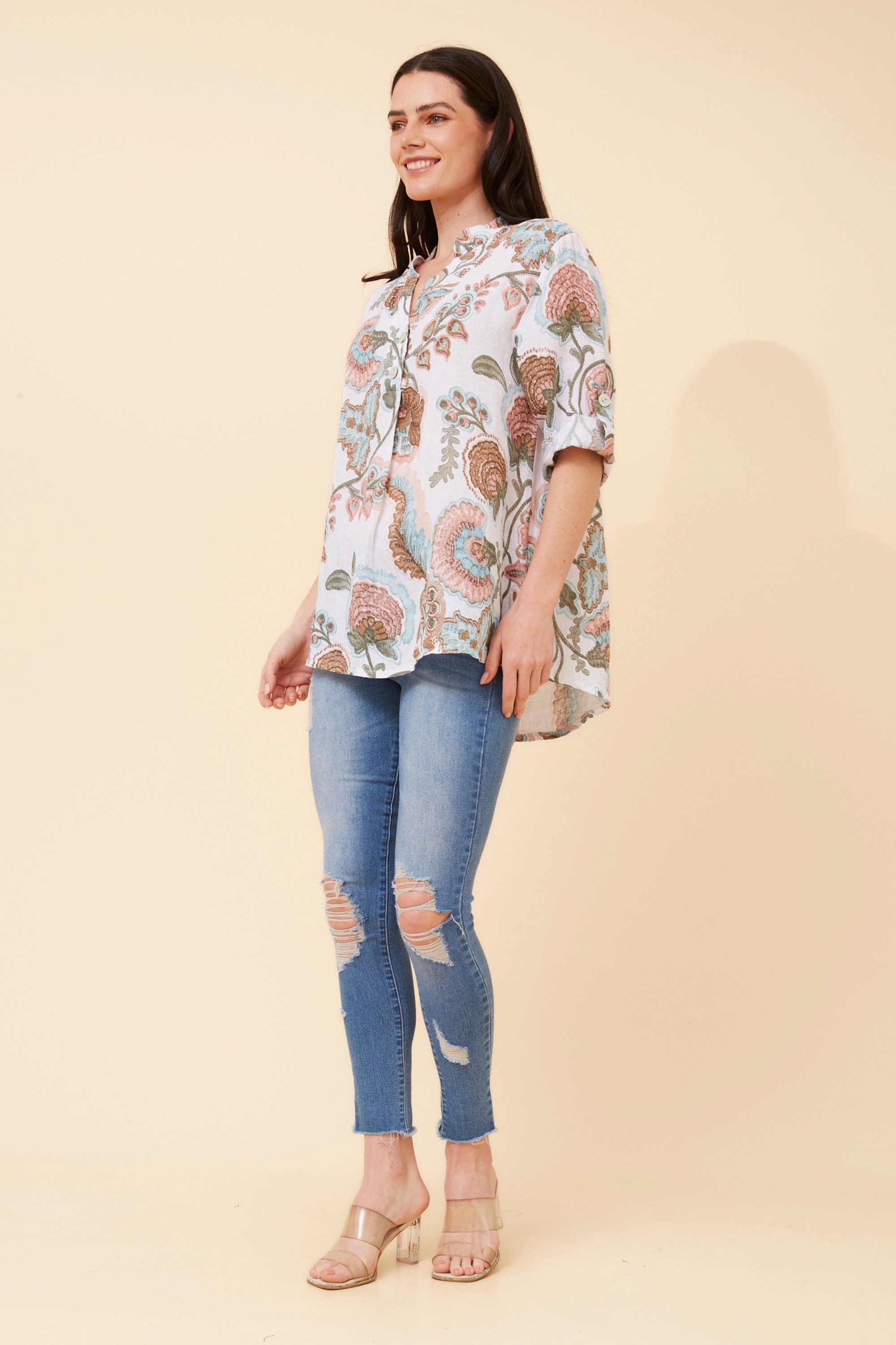 IVALDA FLORAL LINEN TOP