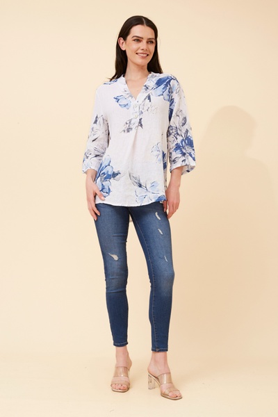 IVALDA FLORAL LINEN TOP