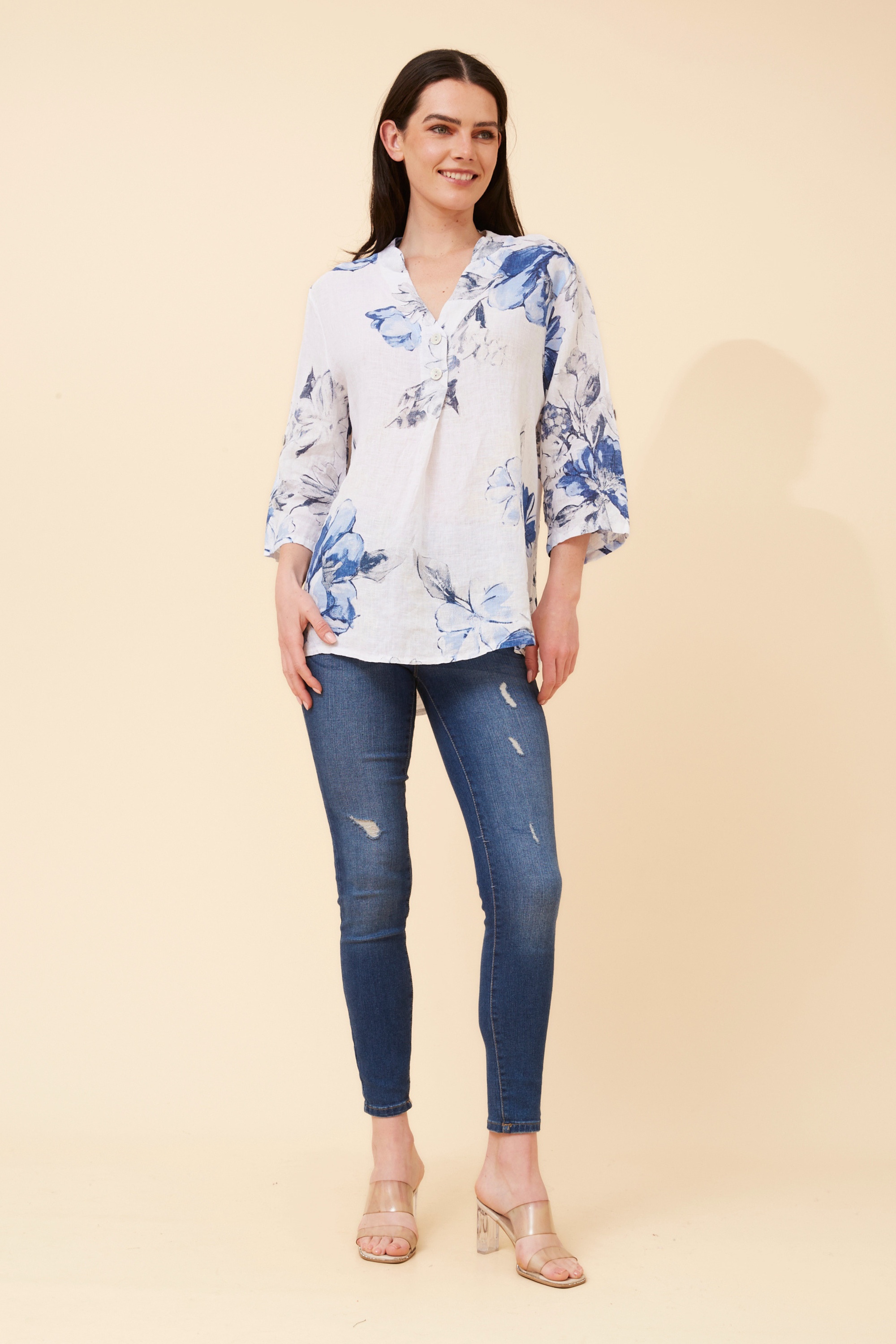 IVALDA FLORAL LINEN TOP