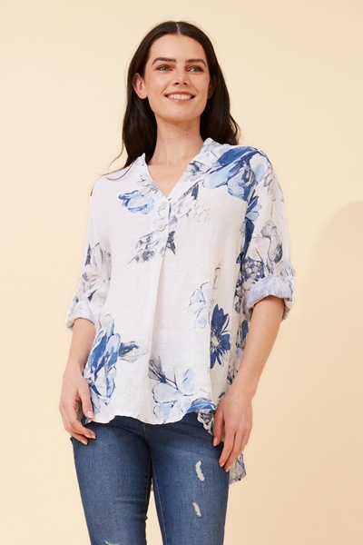IVALDA FLORAL LINEN TOP