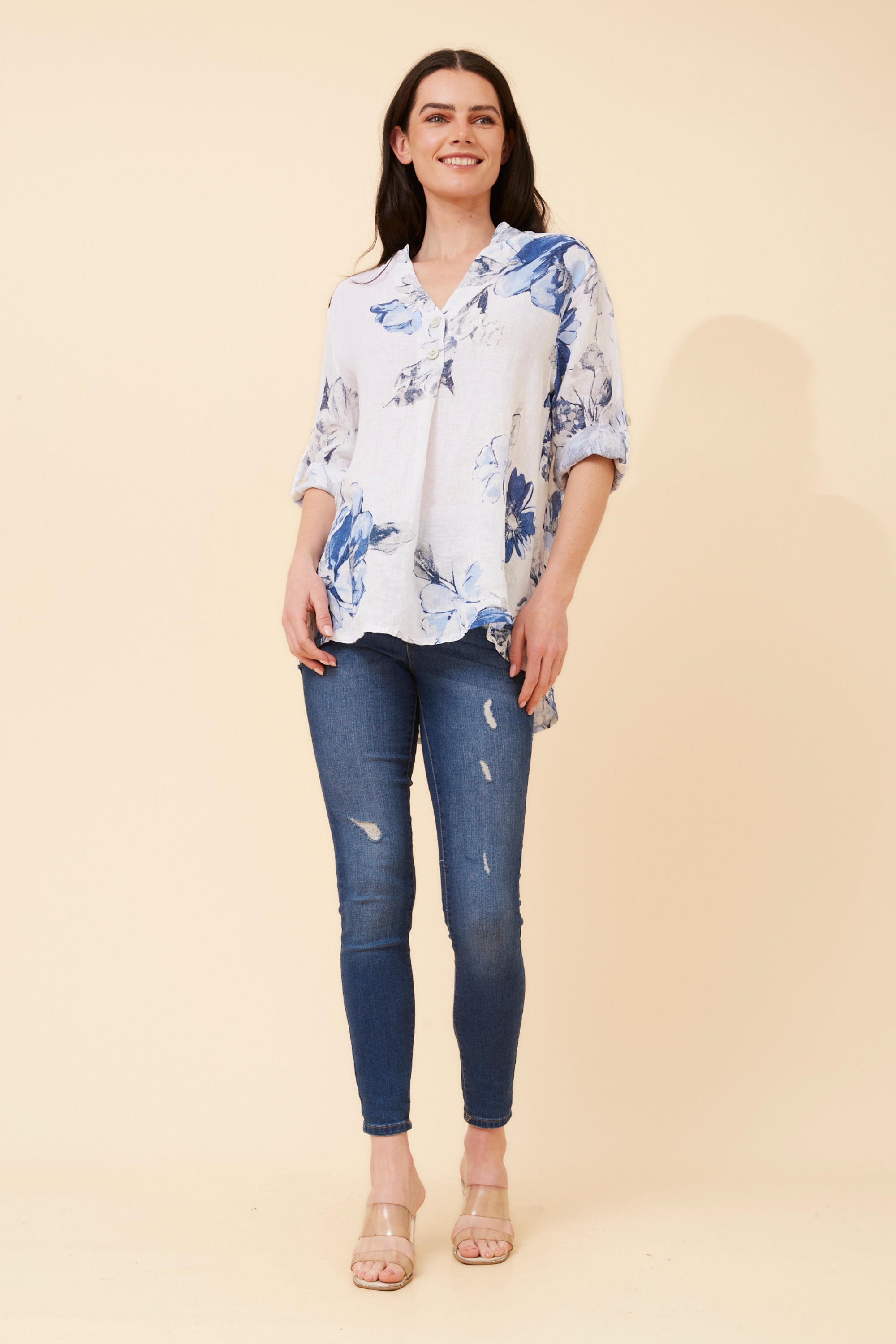 IVALDA FLORAL LINEN TOP