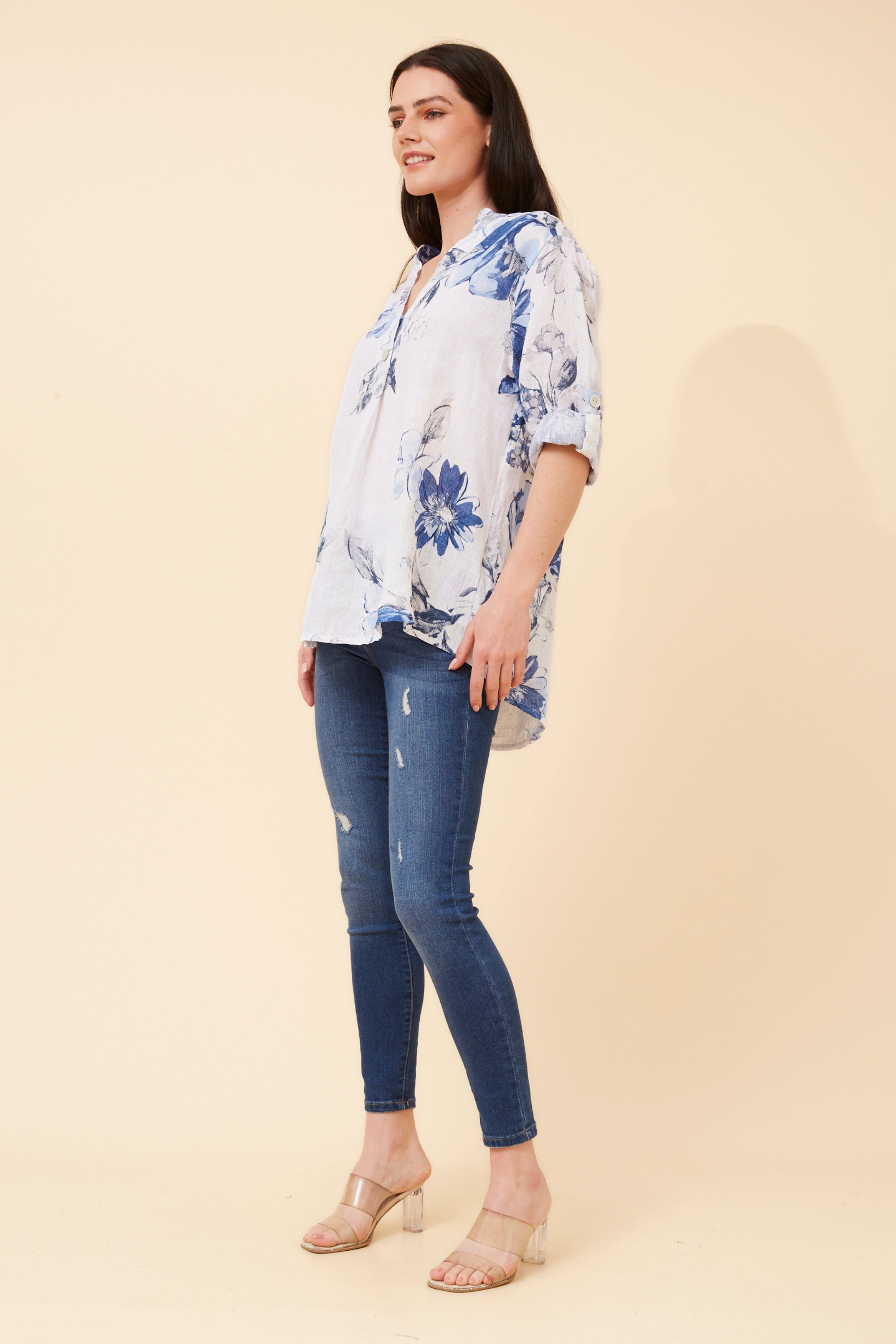 IVALDA FLORAL LINEN TOP