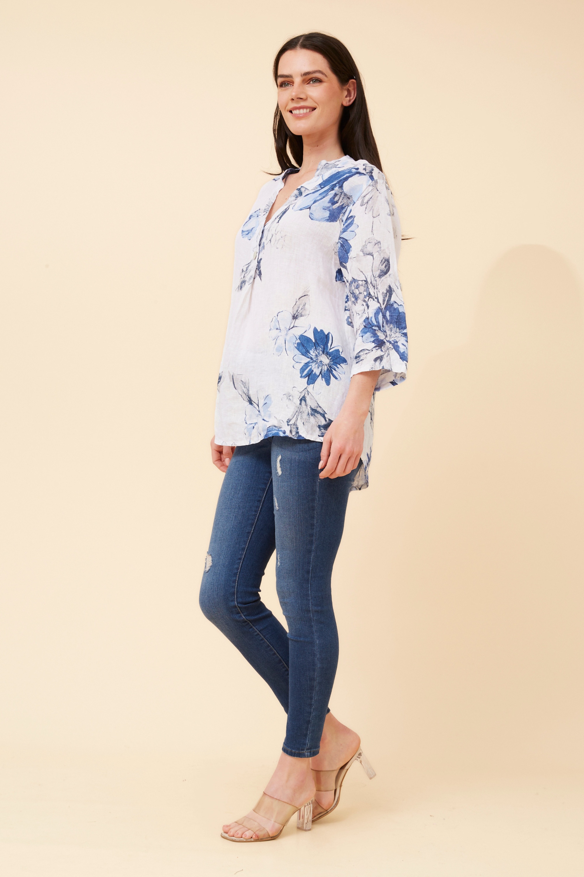 IVALDA FLORAL LINEN TOP
