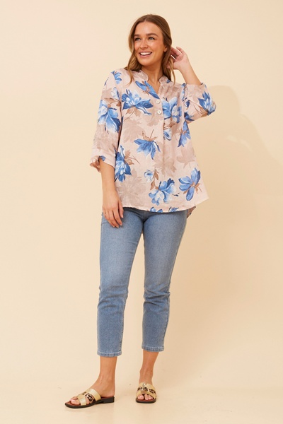 IVALDA FLORAL LINEN TOP