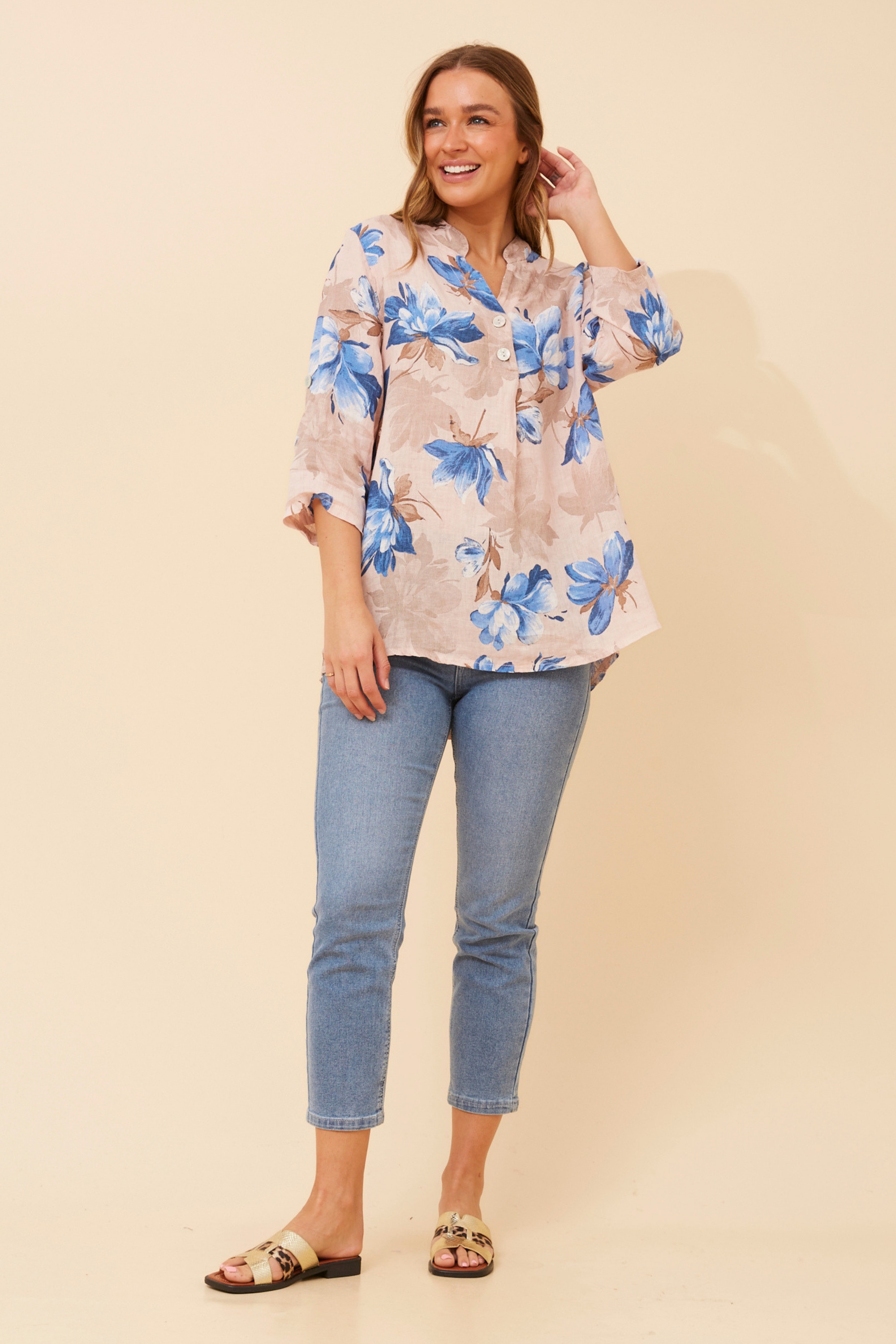 IVALDA FLORAL LINEN TOP