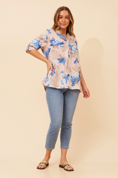 IVALDA FLORAL LINEN TOP