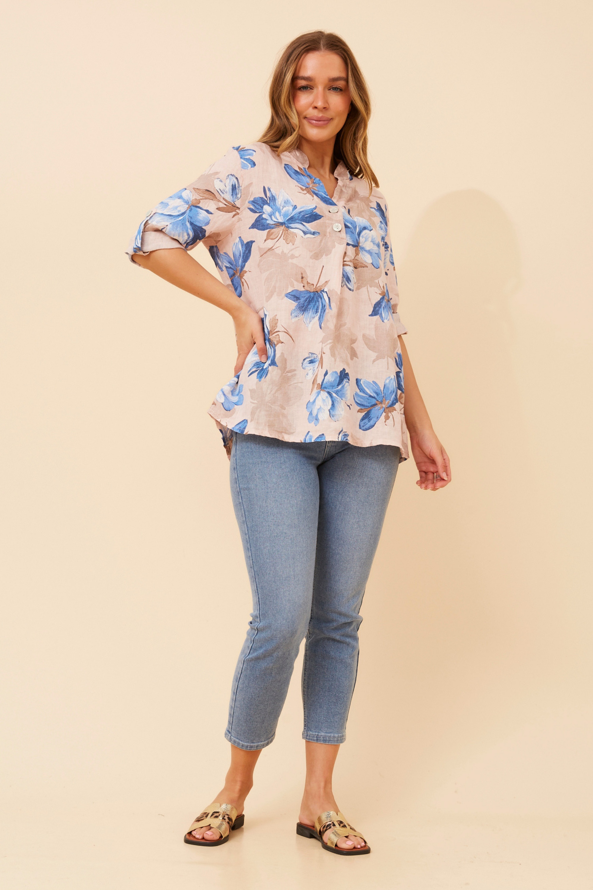 IVALDA FLORAL LINEN TOP