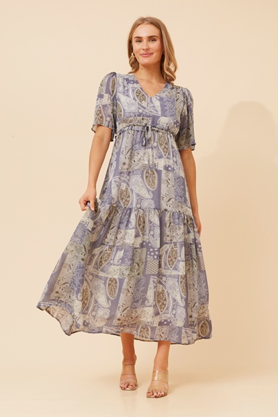 IVANA PACHTWORK PRINT MAXI DRESS