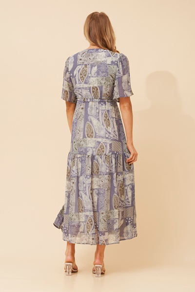 IVANA PACHTWORK PRINT MAXI DRESS