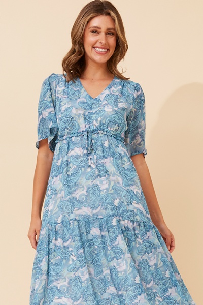 IVANA PAISLEY PRINT MAXI DRESS