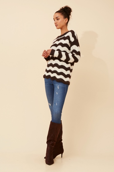 IVETTE STRIPE PRINT KNIT PULLOVER