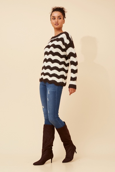 IVETTE STRIPE PRINT KNIT PULLOVER