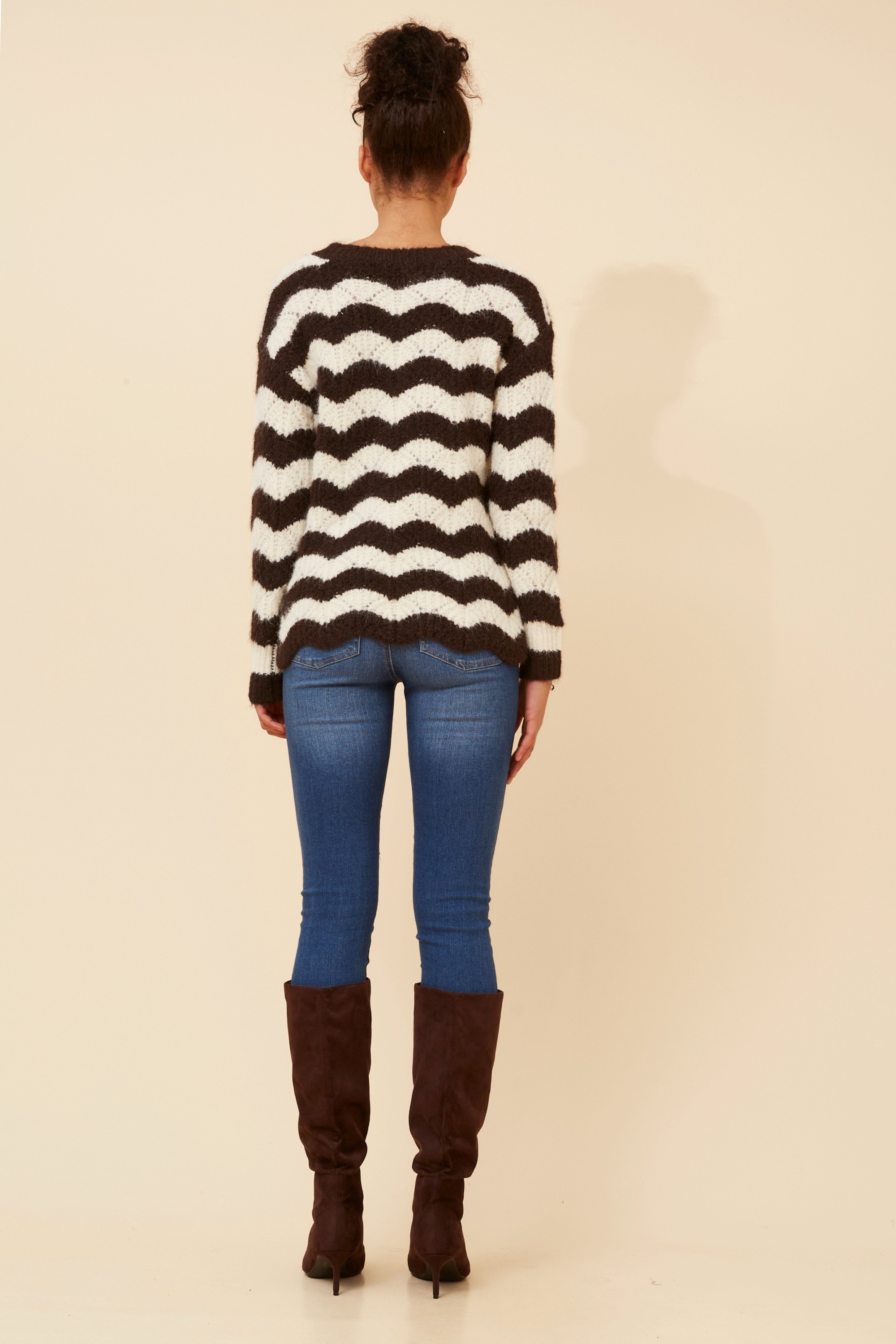 IVETTE STRIPE PRINT KNIT PULLOVER