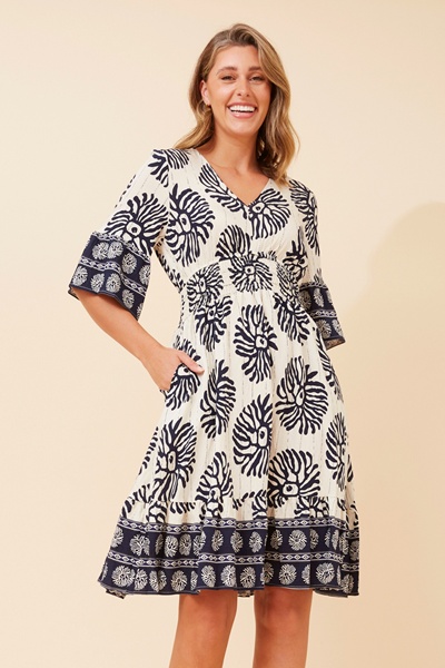 IZABELLA BORDER PRINT DRESS