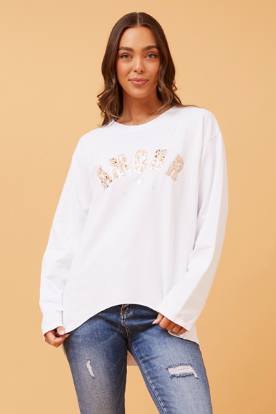 IZEL SEQUIN GRAPHIC TOP