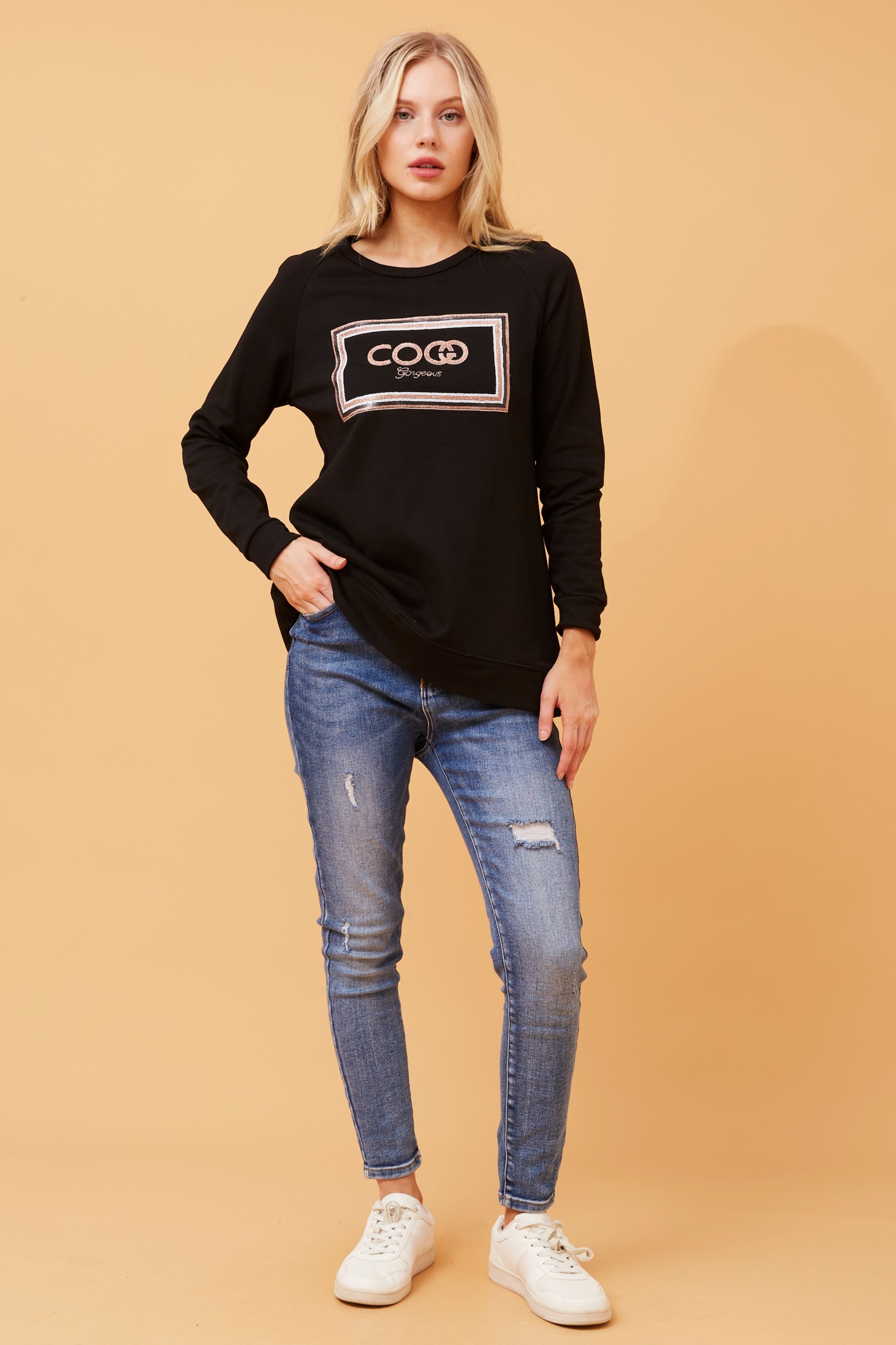 JADORE SEQUIN GRAPHIC JUMPER