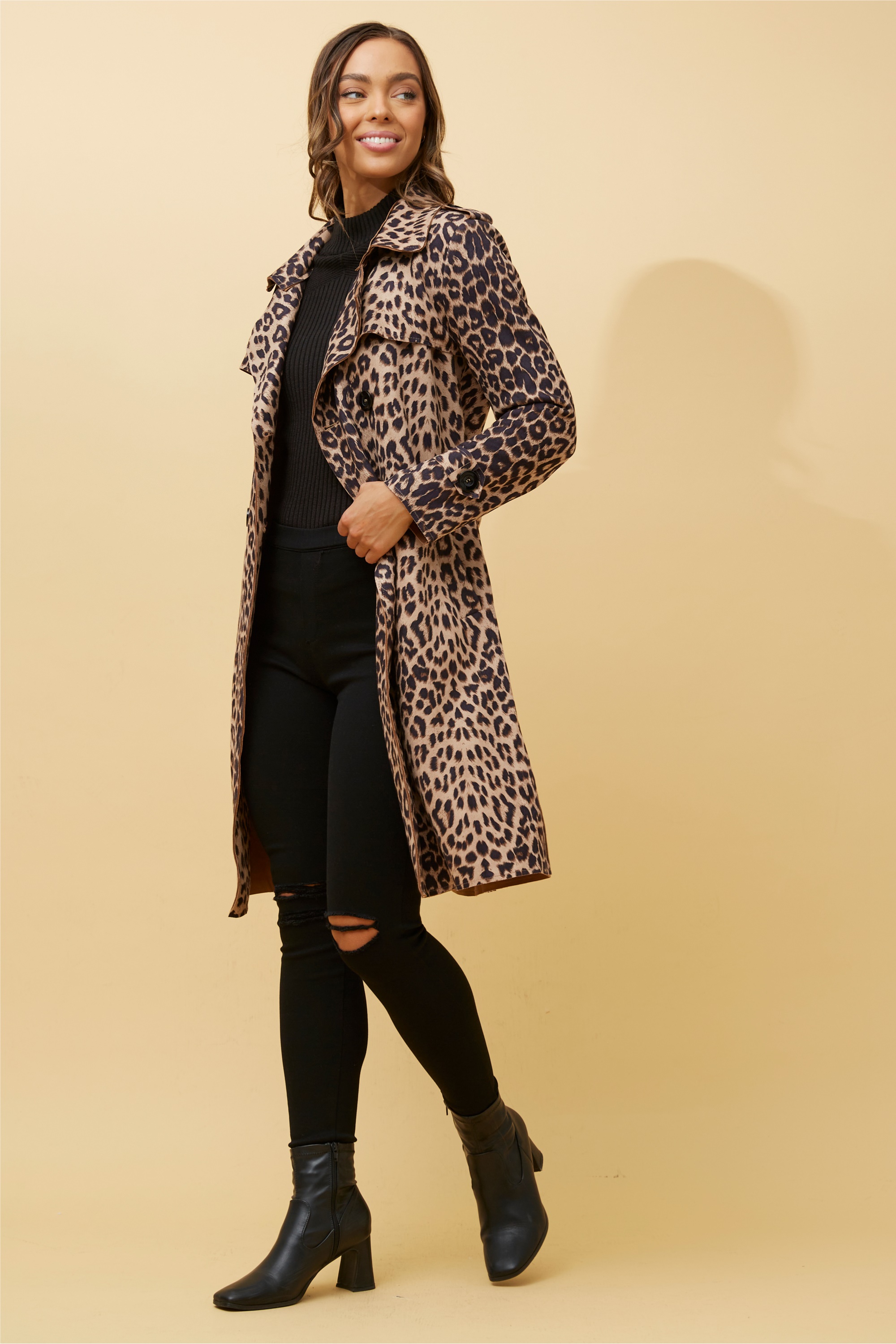 Jaguar animal print trench coat Buy Online Femme Connection