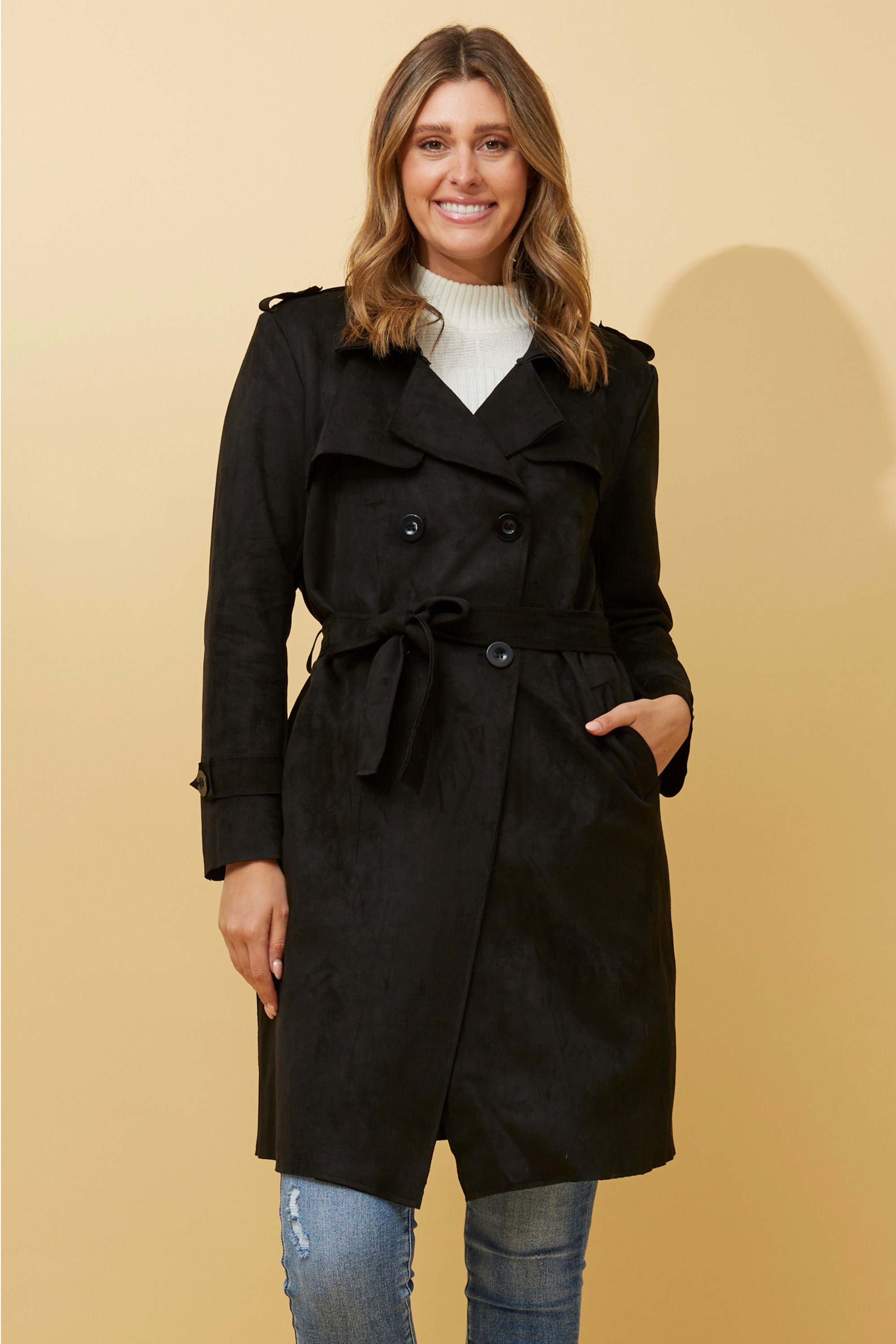 JAGUAR FAUX SUEDE TRENCH COAT