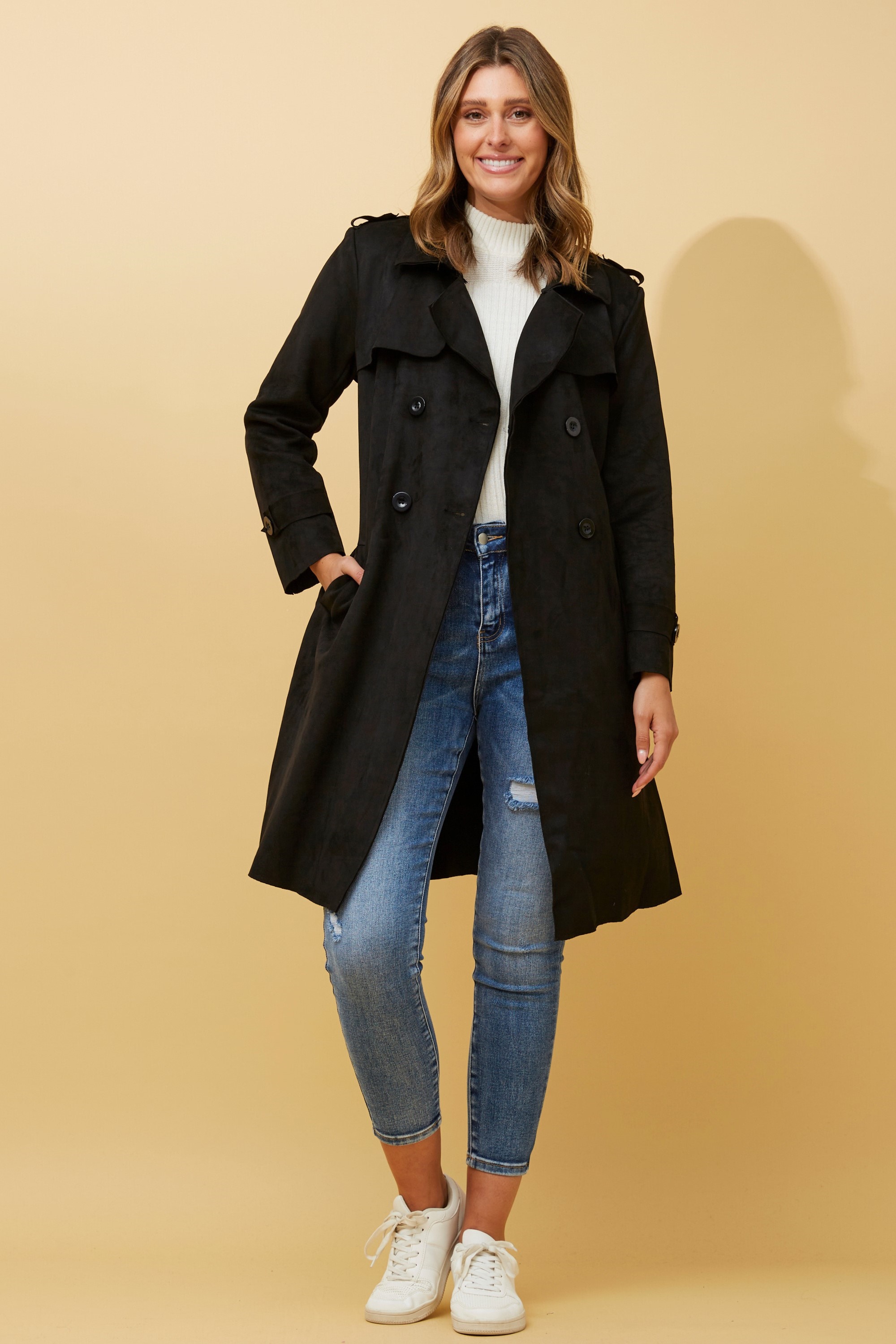 JAGUAR FAUX SUEDE TRENCH COAT