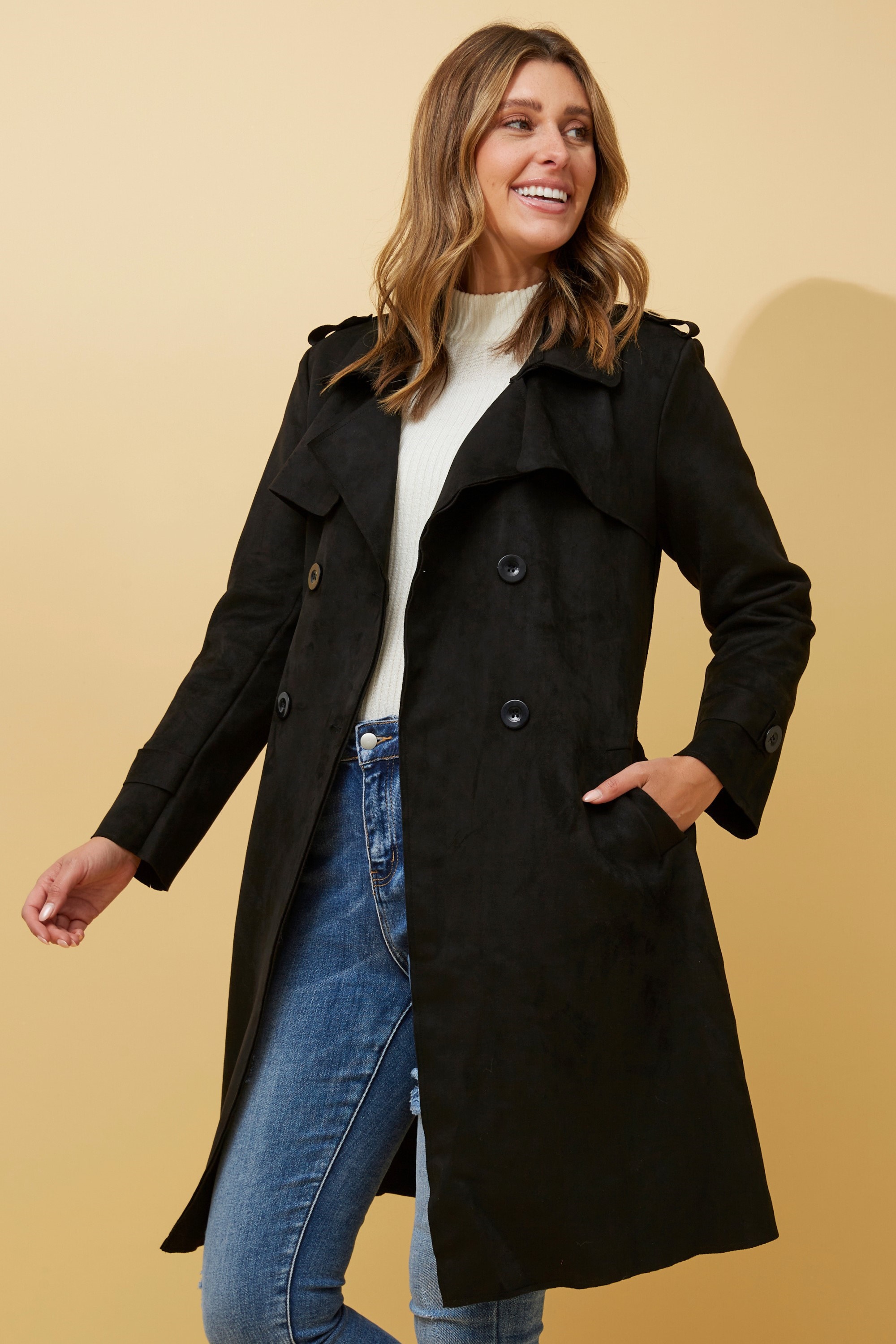 JAGUAR FAUX SUEDE TRENCH COAT