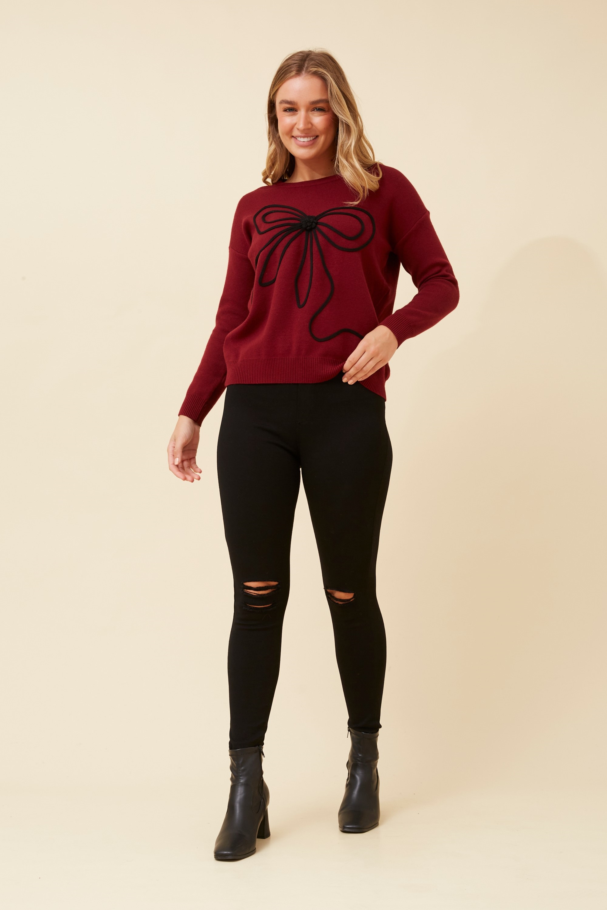 JAKE BOW KNIT PULLOVER