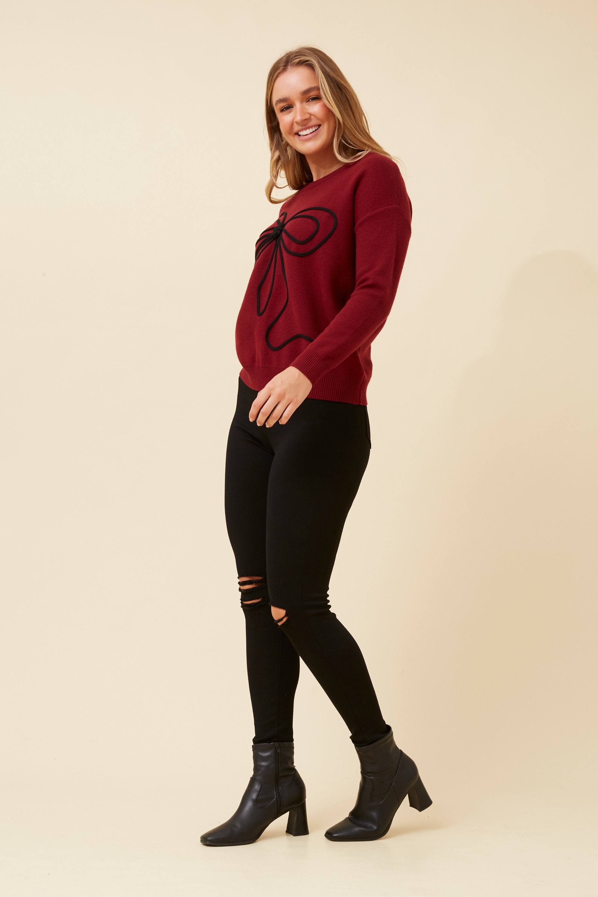 JAKE BOW KNIT PULLOVER