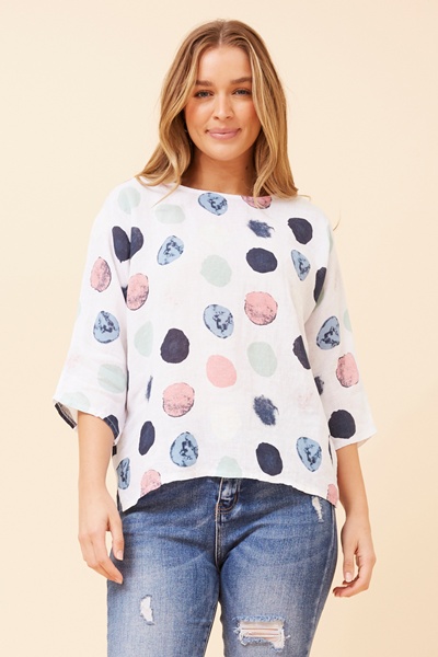 JAMILA BLOT PRINT LINEN TOP