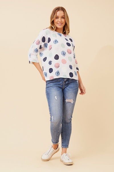 JAMILA BLOT PRINT LINEN TOP