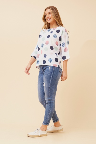 JAMILA BLOT PRINT LINEN TOP