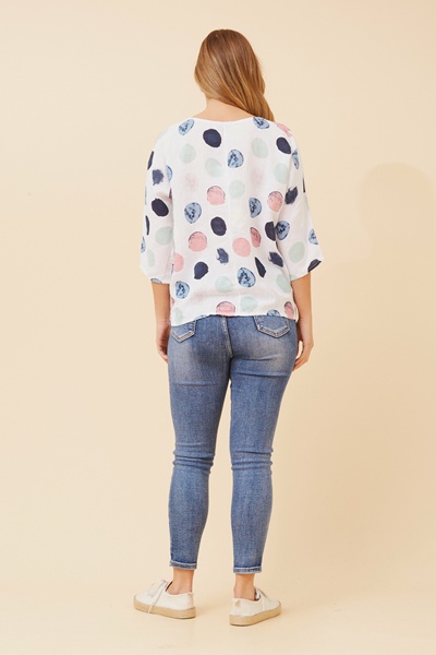 JAMILA BLOT PRINT LINEN TOP