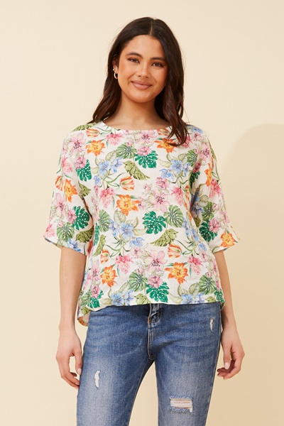 JAMILA FLORAL LINEN TOP