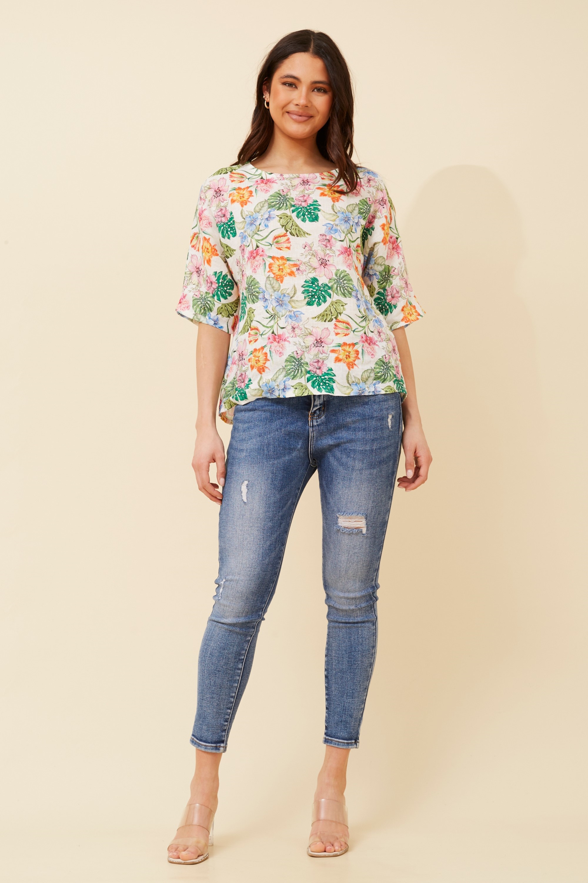 JAMILA FLORAL LINEN TOP