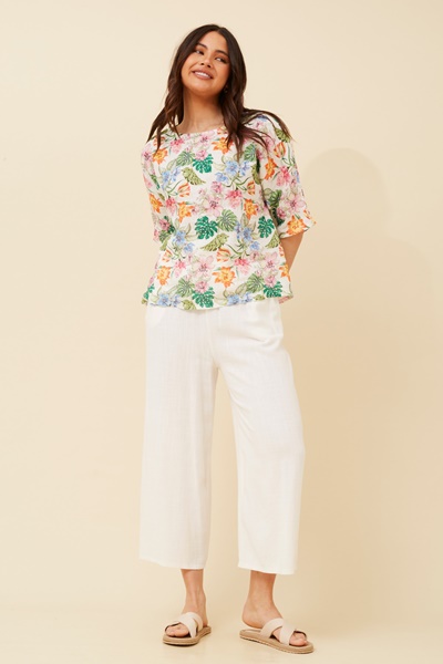 JAMILA FLORAL LINEN TOP