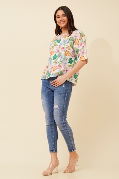 JAMILA FLORAL LINEN TOP