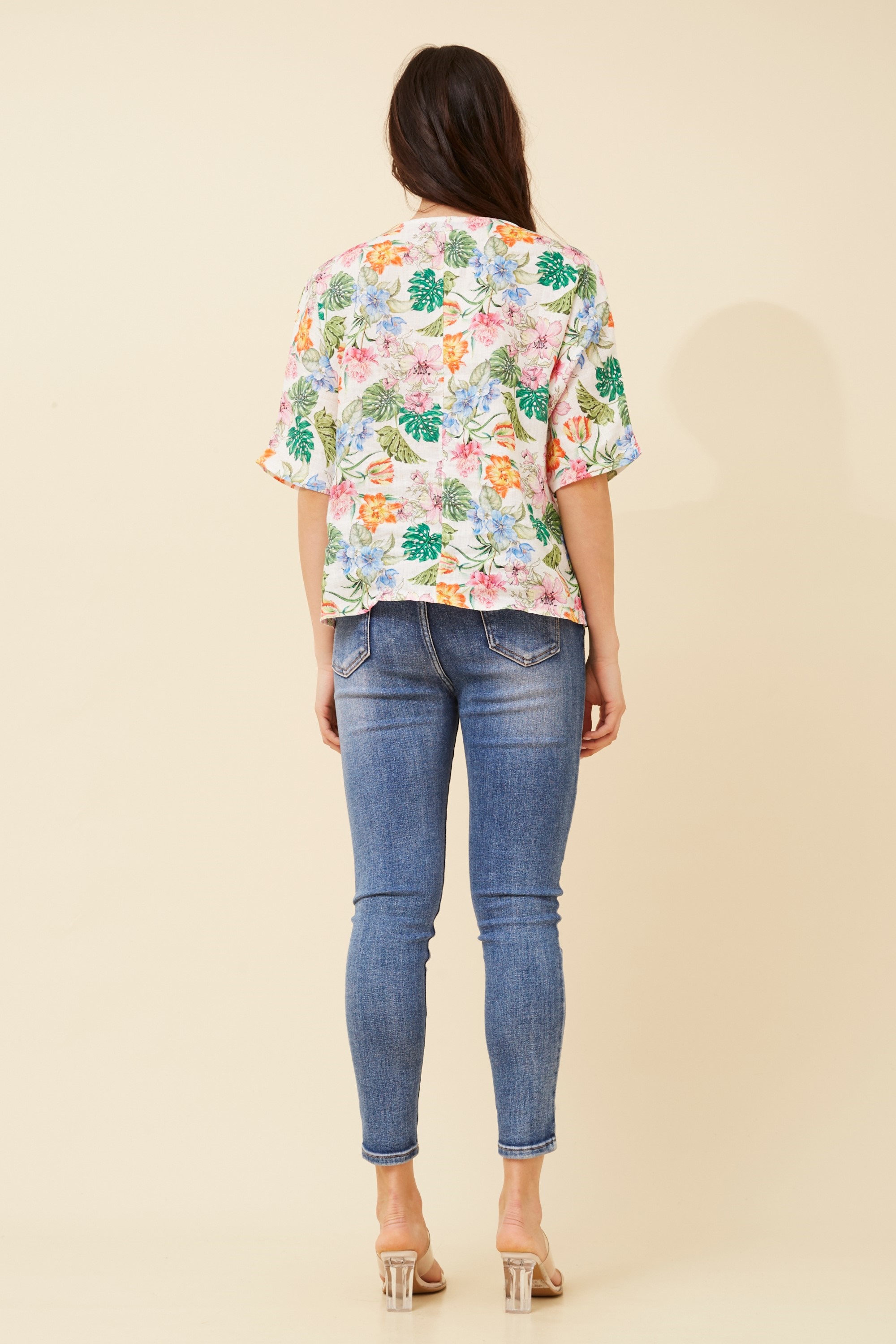 JAMILA FLORAL LINEN TOP