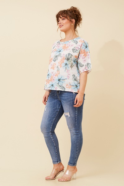 JAMILA FLORAL LINEN TOP