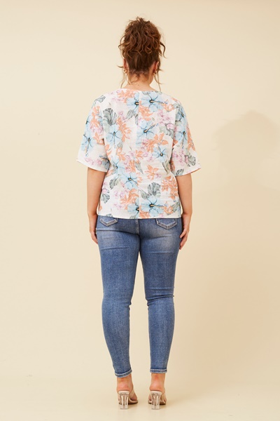 JAMILA FLORAL LINEN TOP