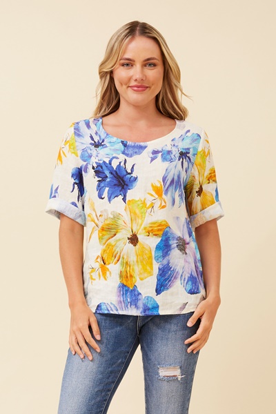 JAMILA FLORAL LINEN TOP