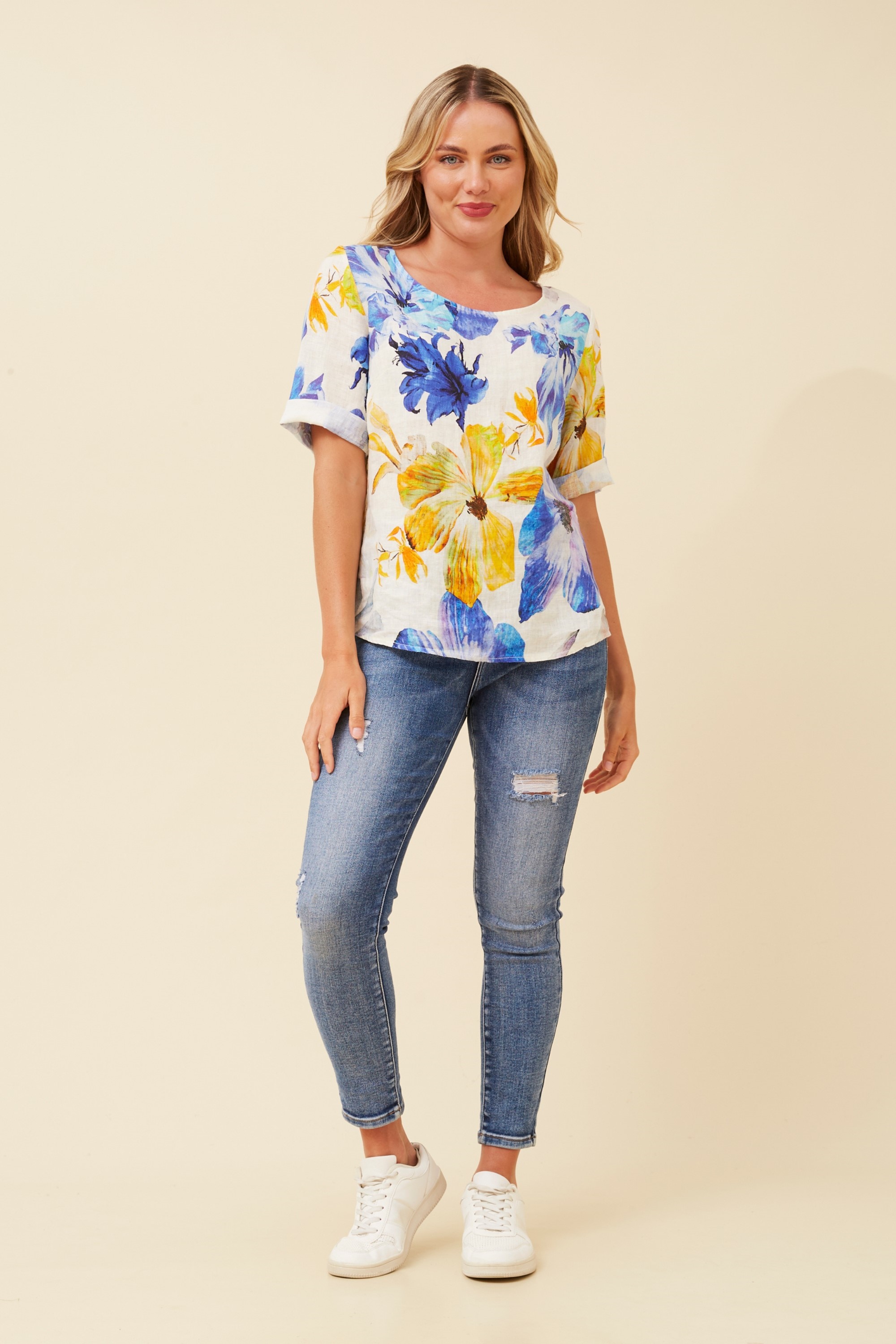 JAMILA FLORAL LINEN TOP