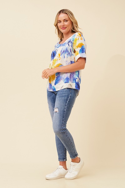 JAMILA FLORAL LINEN TOP