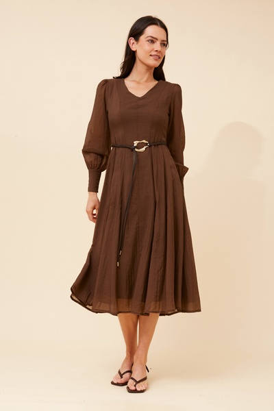JANAE SOLID MIDI DRESS