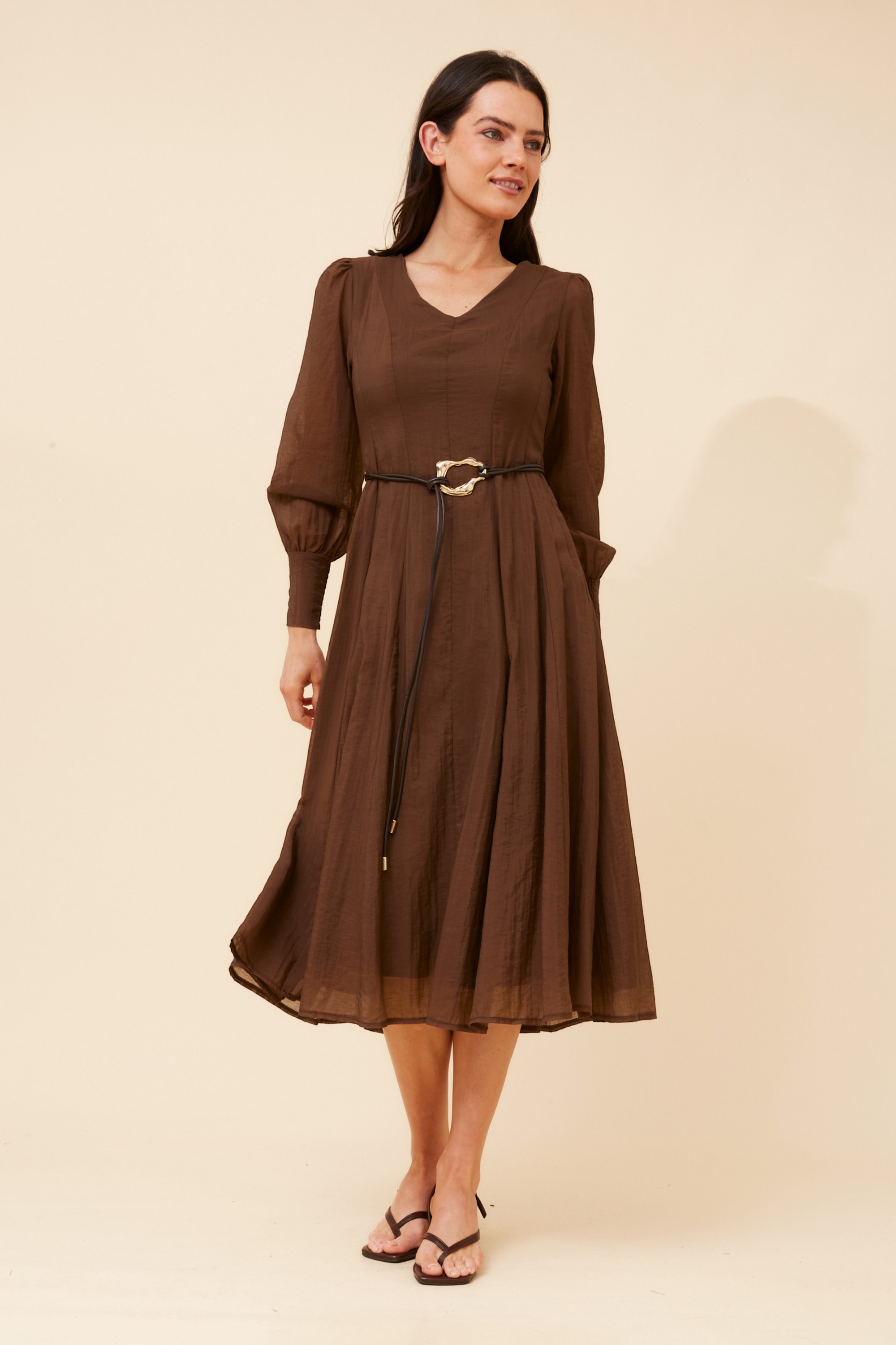 JANAE SOLID MIDI DRESS
