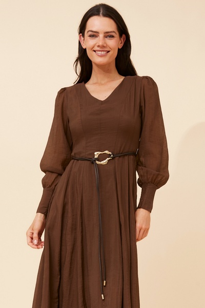 JANAE SOLID MIDI DRESS