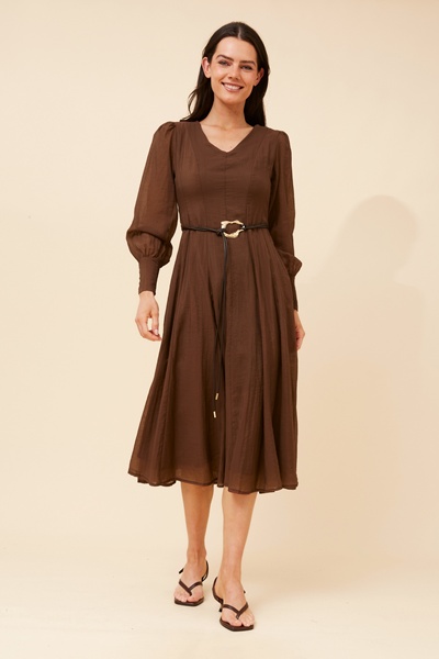 JANAE SOLID MIDI DRESS