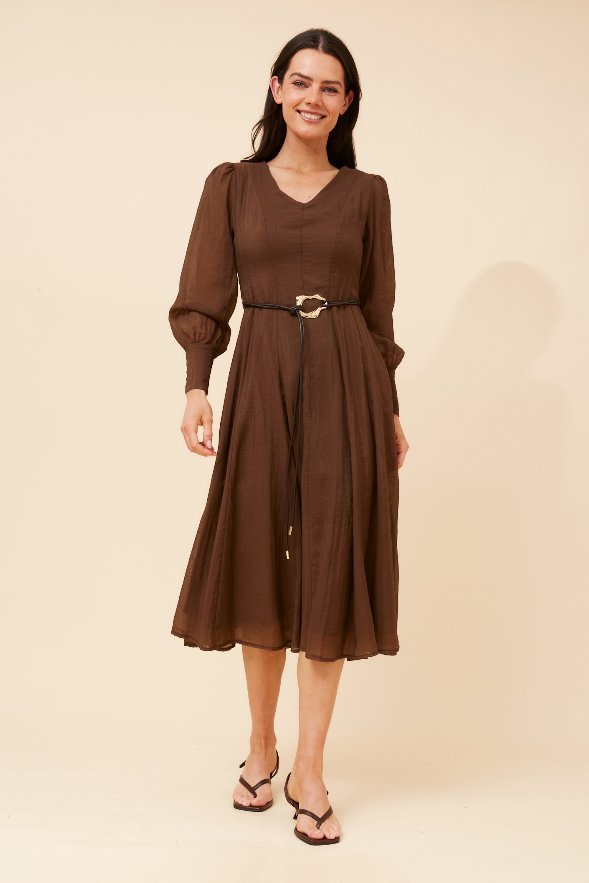 JANAE SOLID MIDI DRESS