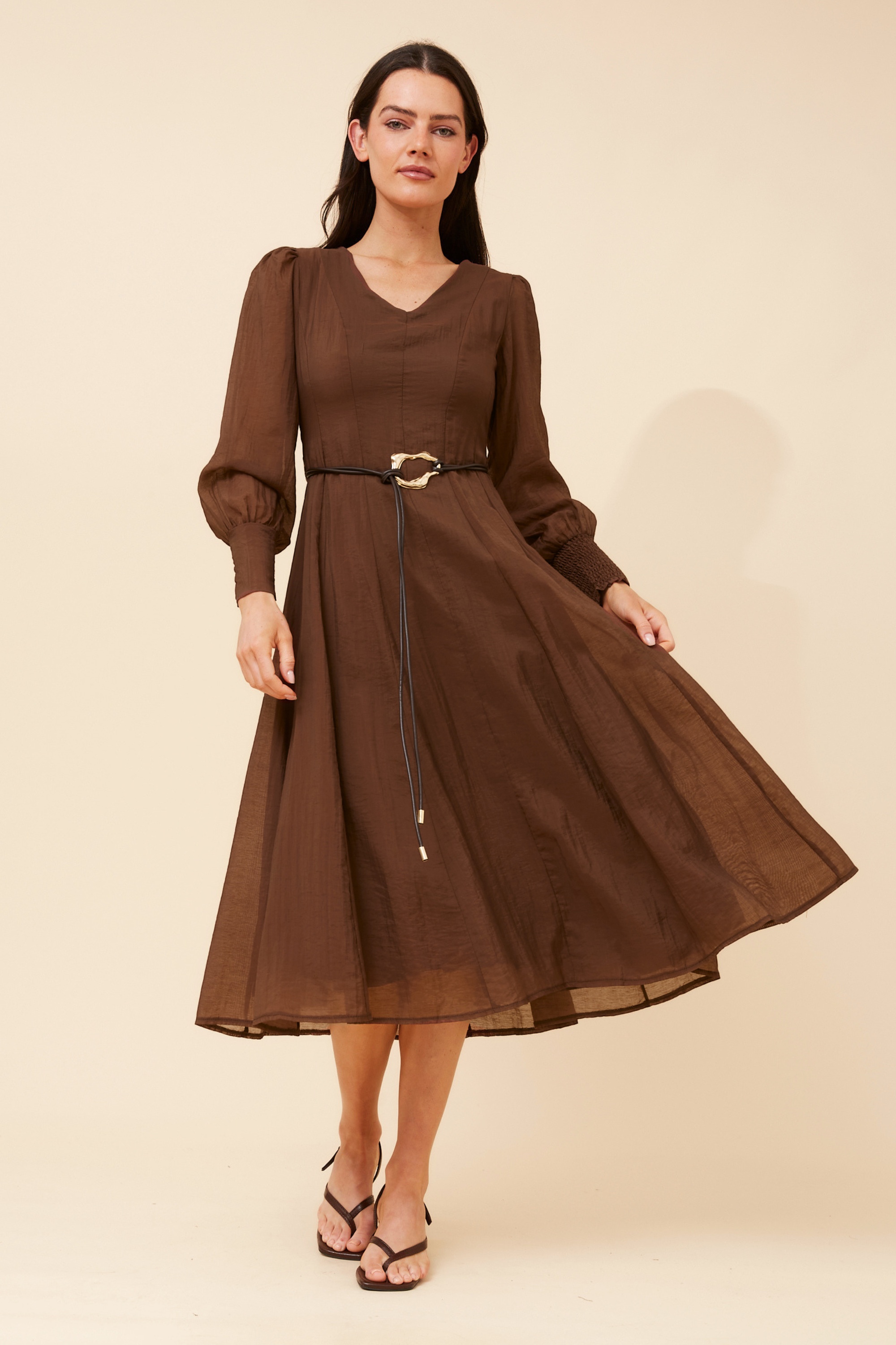 JANAE SOLID MIDI DRESS