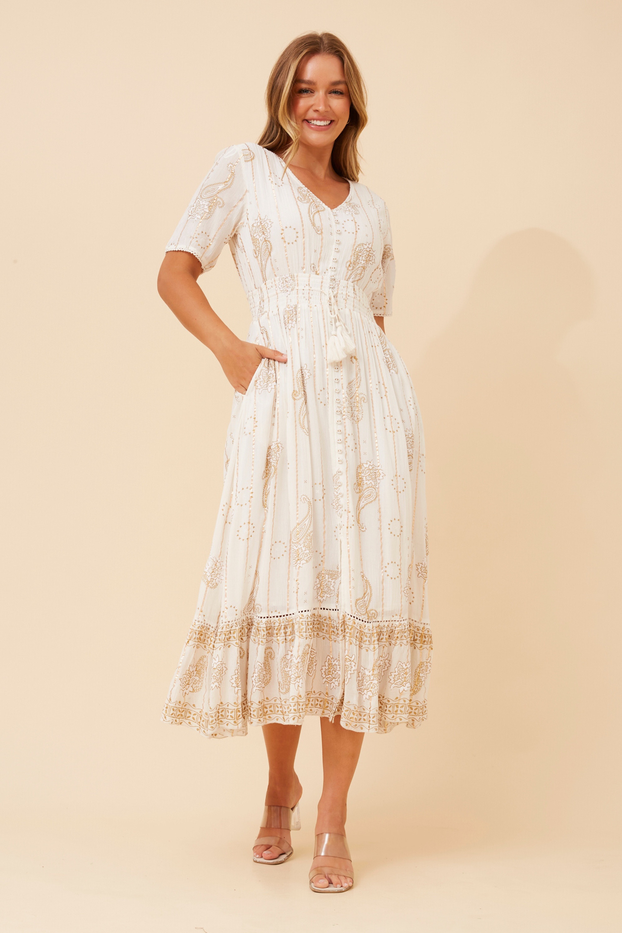 JANAKA PAISLEY PRINT DRESS