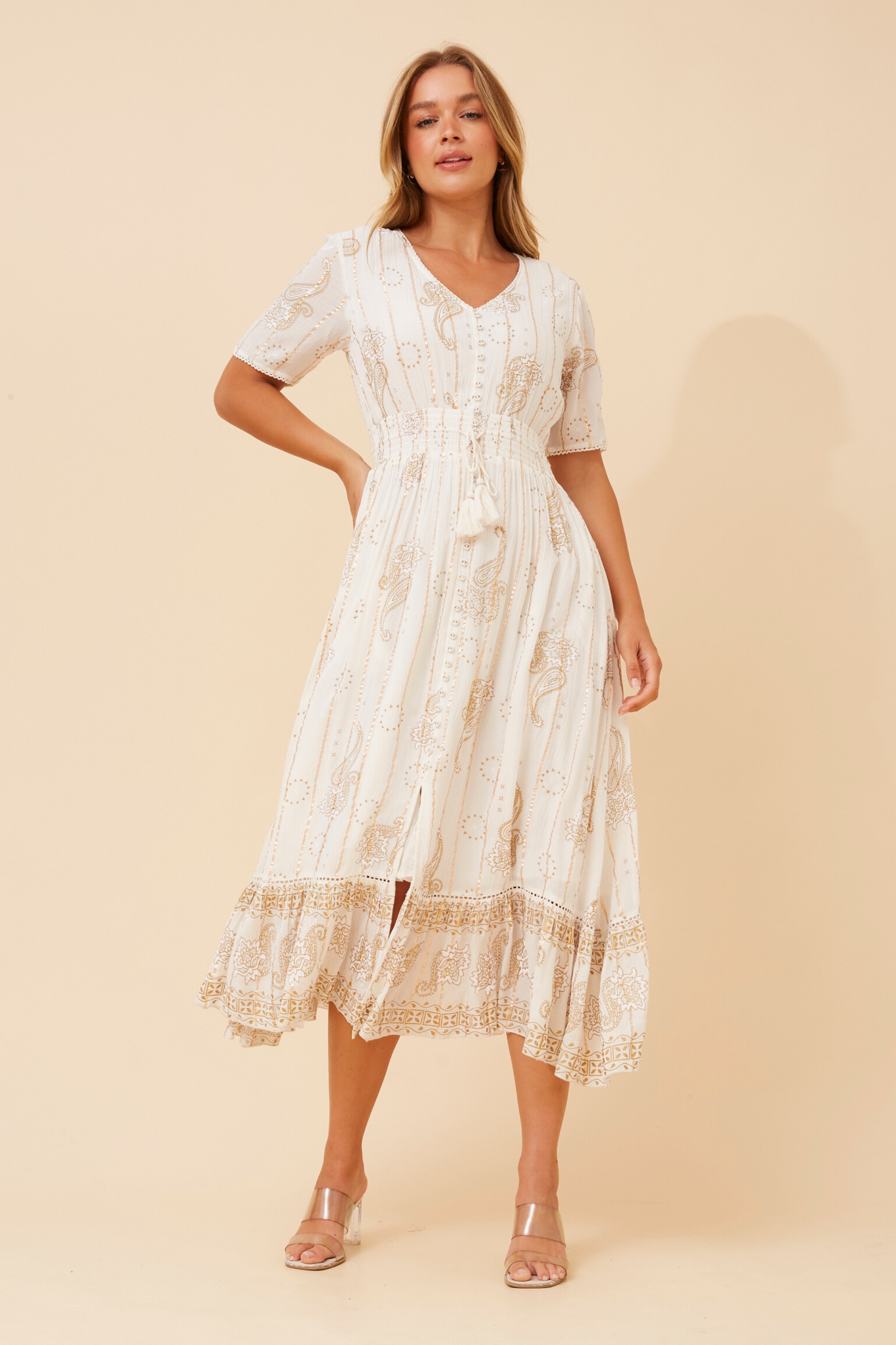 JANAKA PAISLEY PRINT DRESS