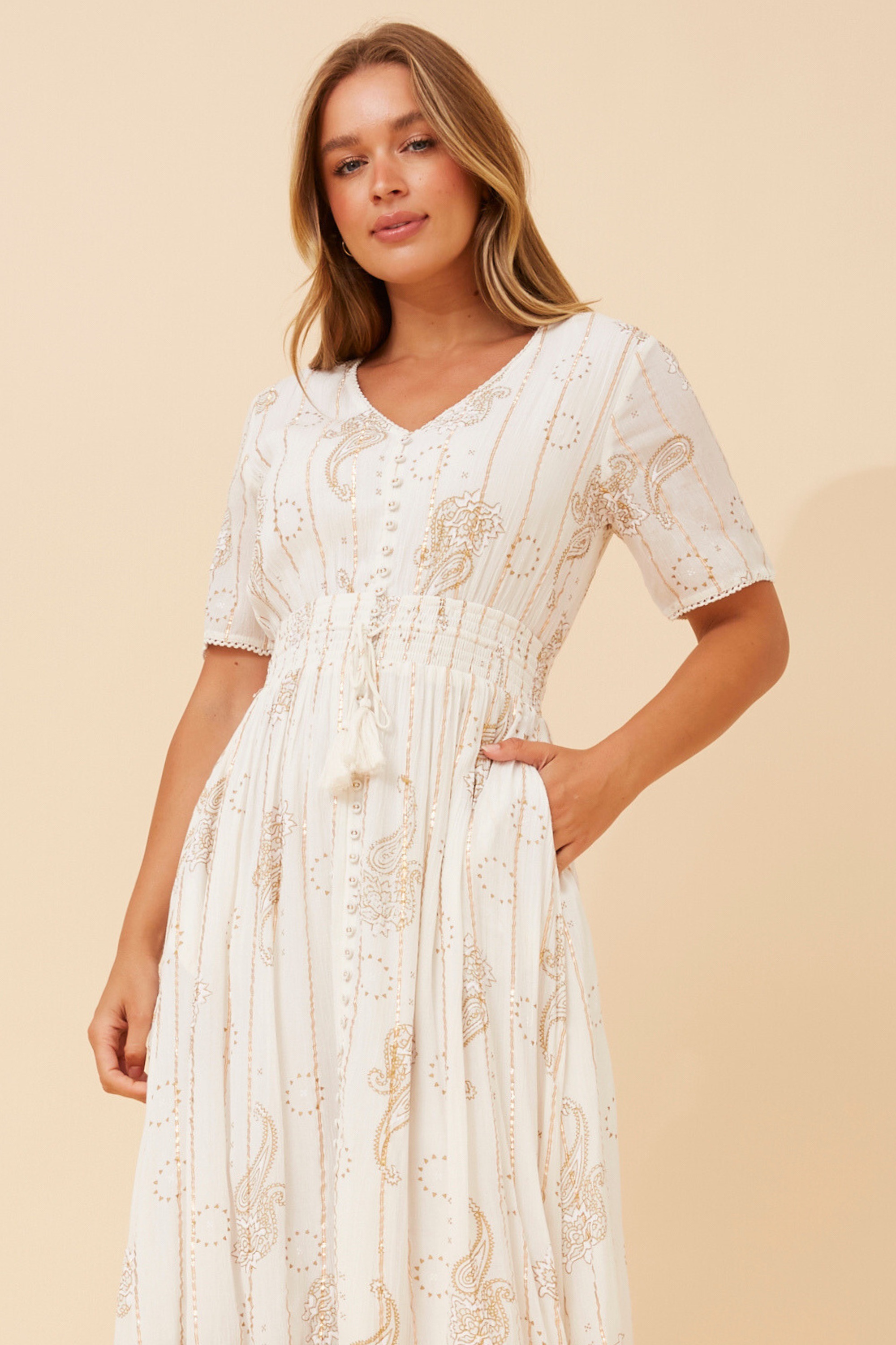 JANAKA PAISLEY PRINT DRESS