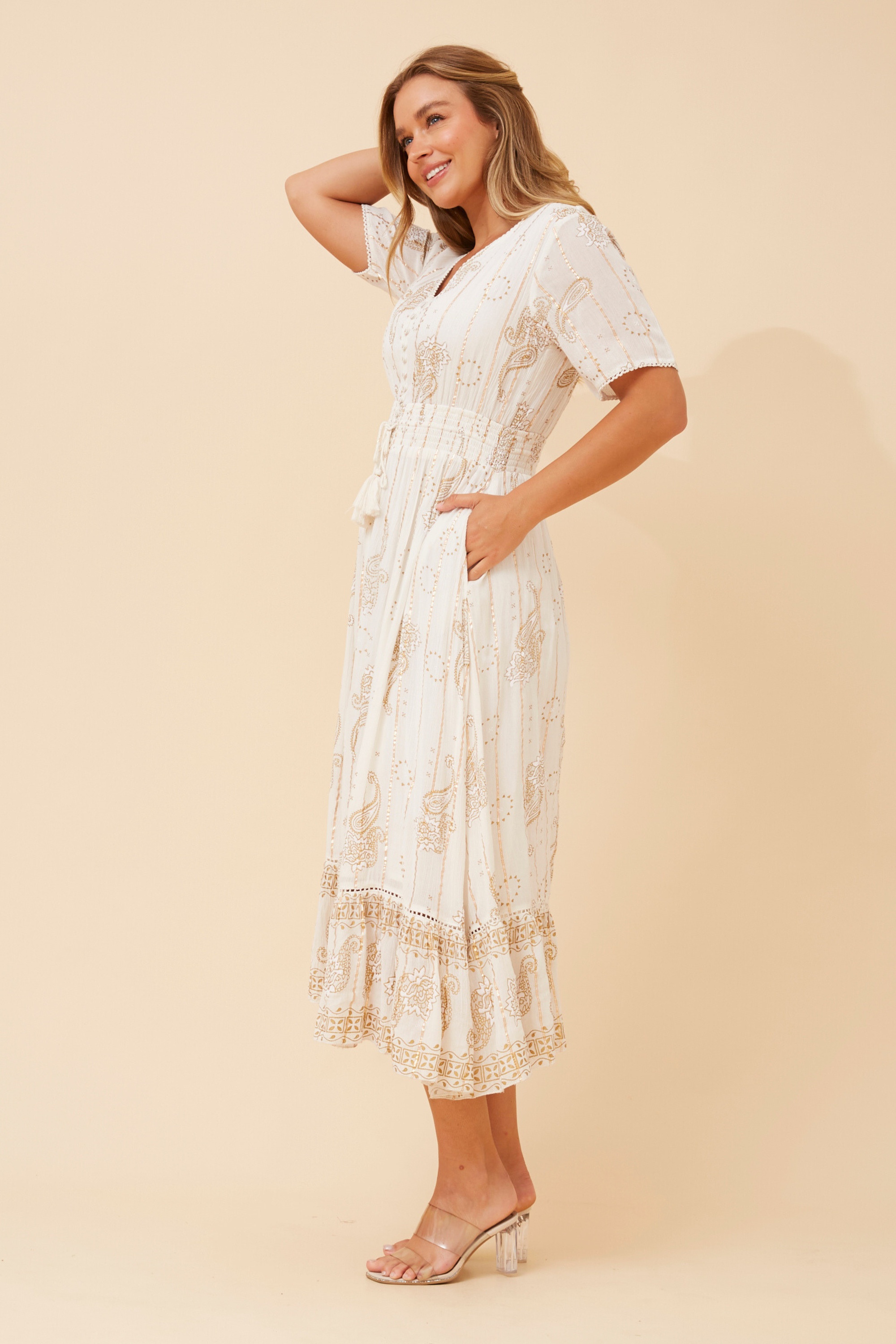 JANAKA PAISLEY PRINT DRESS